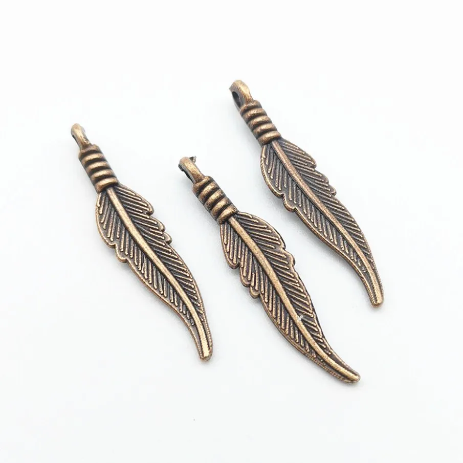

40pcs 32*7*4MM Alloy Charm Feather leaf Pendant For DIY Jewelry EF3857