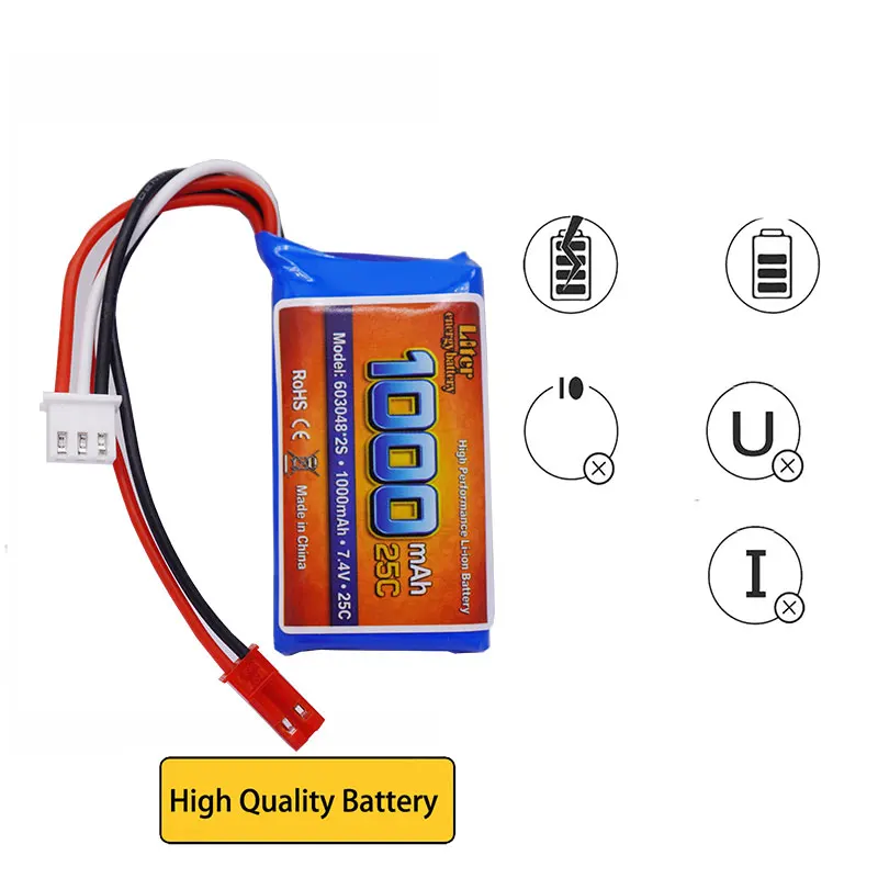 603048-2S 1000mah 25C white and red plug, 7.4V polymer lithium battery, multiple specifications available for selection