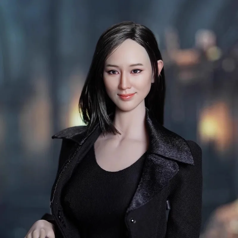 

1/6 Scale Female Soldier Asian Taiwanese Head Sculp Beauty Ning Chang Head Carving for 12Inch Action Figure Body Toy Props
