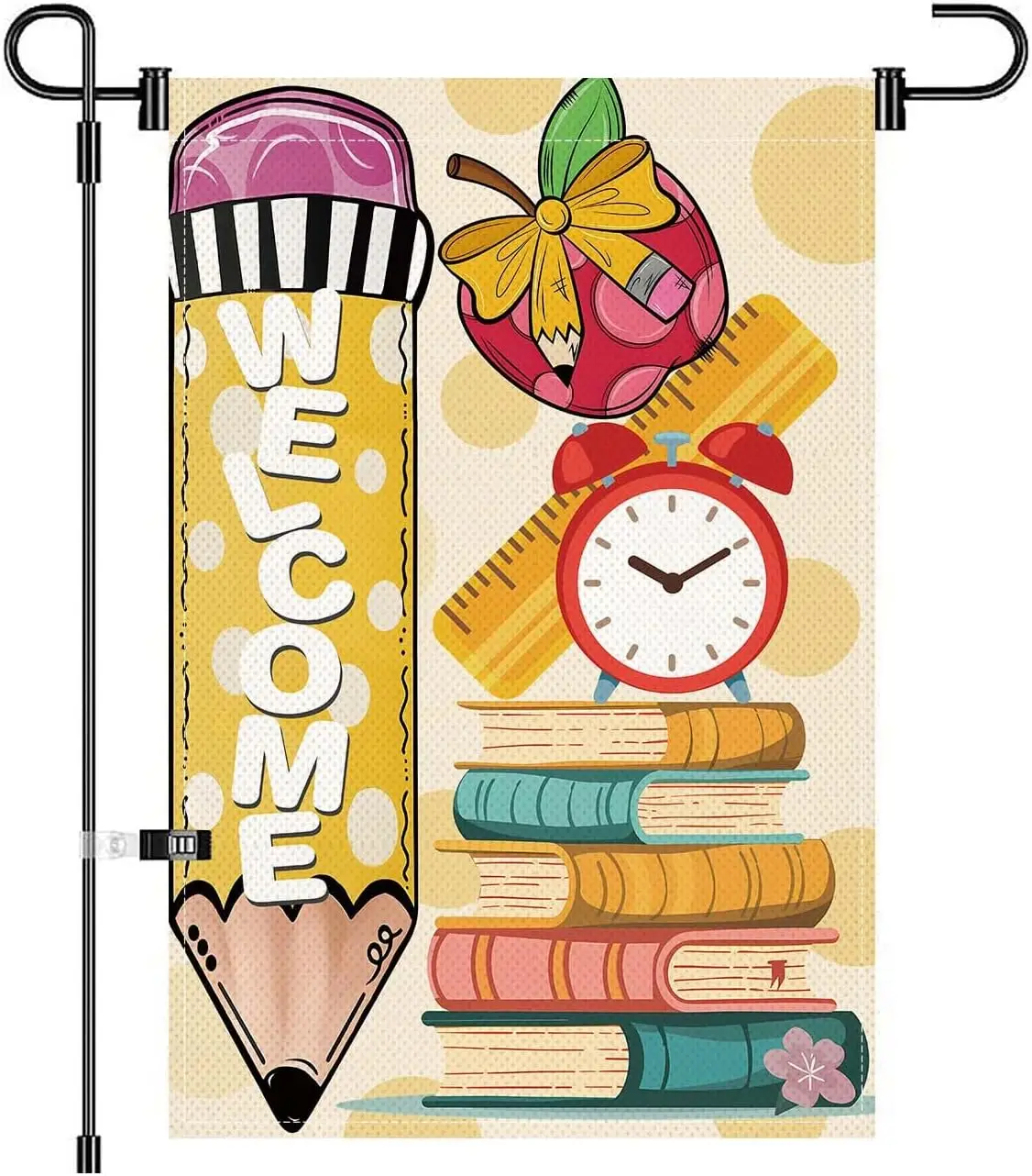 12 x 18 Inch Double Sided, Welcome First Day of School Garden Flag Crayon Apple Design Small Yard Outdoor Decoration MME UUV SSL