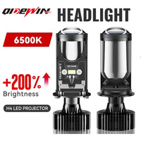 H4 LED Projector Lens Headlight Car Bulb 6000K Canbus High Low Beam Light Turbo High Power Mini Auto/Moto Lamp Mini Lens RHD LHD