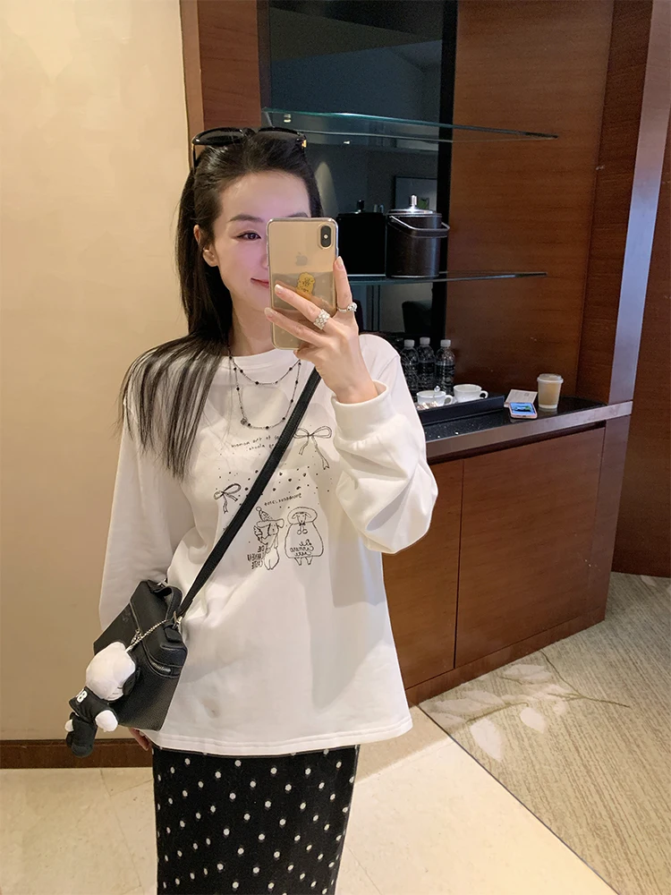 

Футболка Kingsu One Long Sleeve с принтом собаки, утепленная, свободного кроя, из хлопка, с круглым вырезом, в корейском стиле