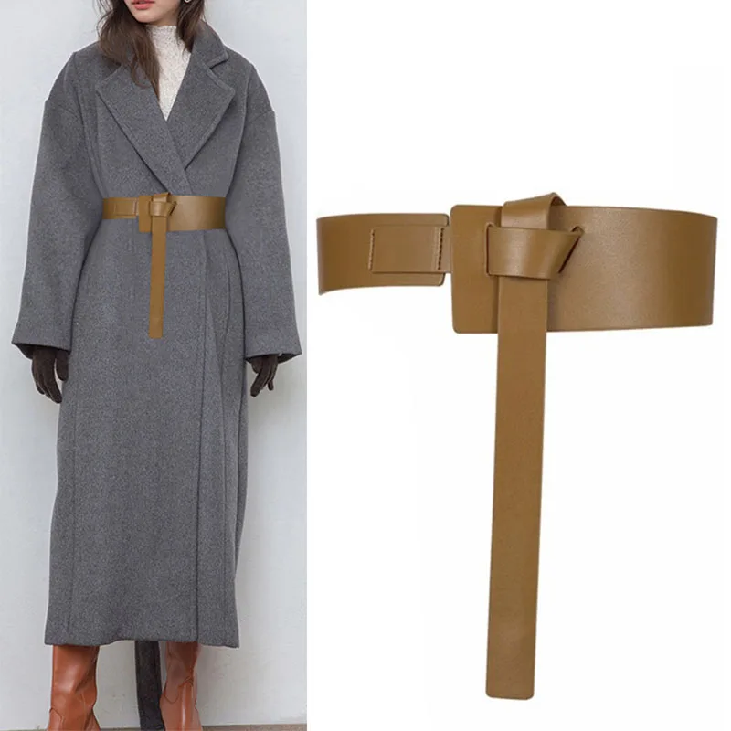 

Women's Wide Belt with Knot Decoration - 2025 Trendy Waist Cincher for Coats & Suits, Adjustable Stylish Accent Belt