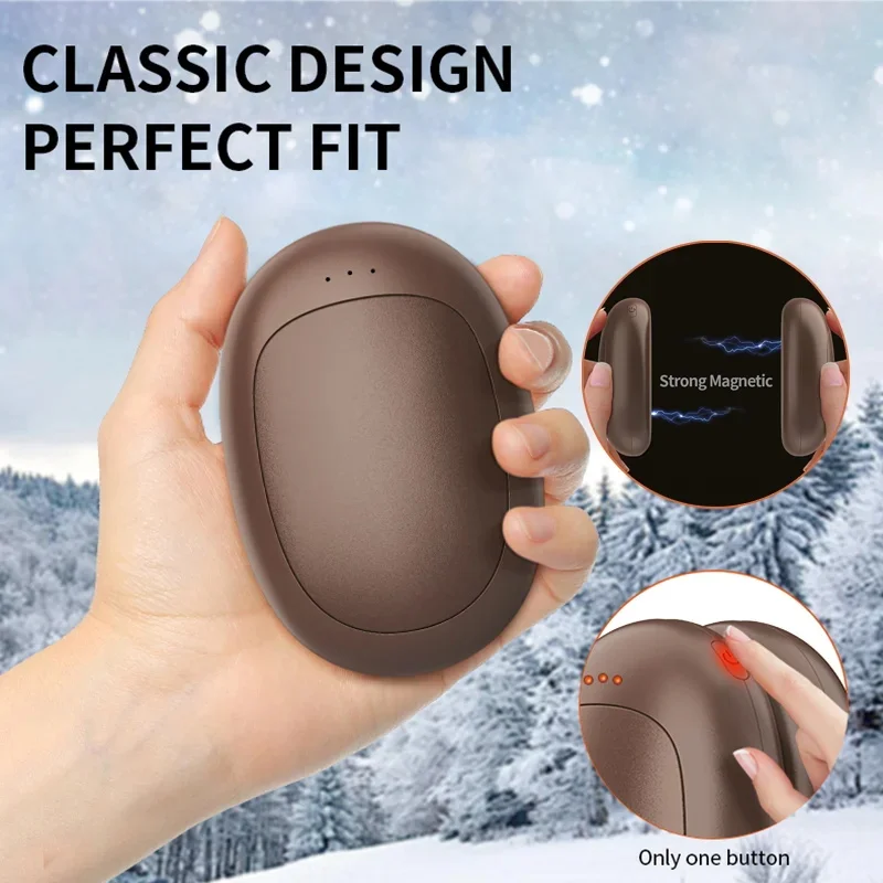 

2Pack Magnetic Electric Hand Warmers 5000mAh Large Capacity 3 Heat Settings Portable USB Hand Warmer for Winter Outdoors Camping