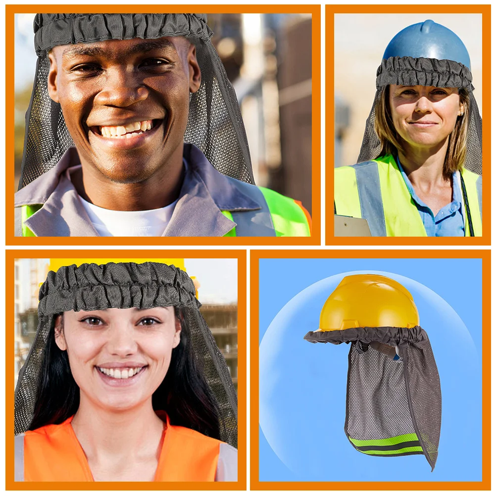 2pcs Reflective Hat Cover Hard Hat Sun Shade Neck Protector Lightweight Foldable Construction Accessories for Workers