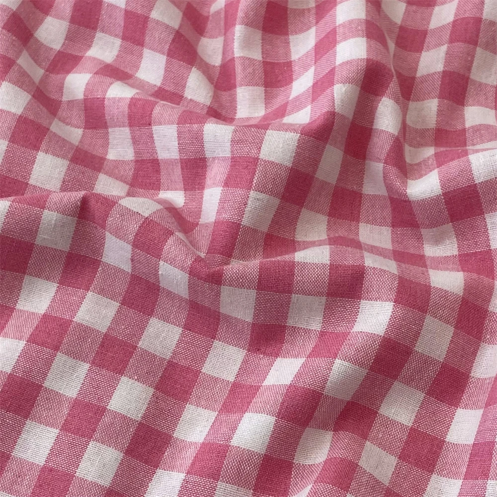 140x50cm1cm Color Block Plaid Cotton Fabric Shirt Garment Lining Cloth for Sewing Plain Weave Yarn-Dyed Fabric