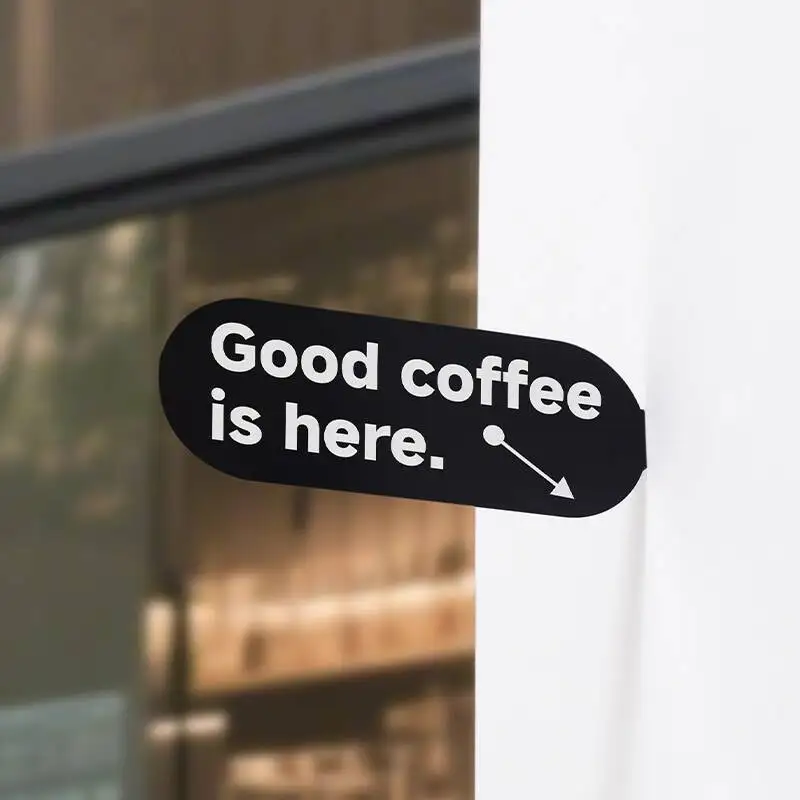 

Coffee Shop Side Hanging Sign Double-Sided Rounded Corner Stainless Steel Side-Mounted Door Sign Shop Side Sign