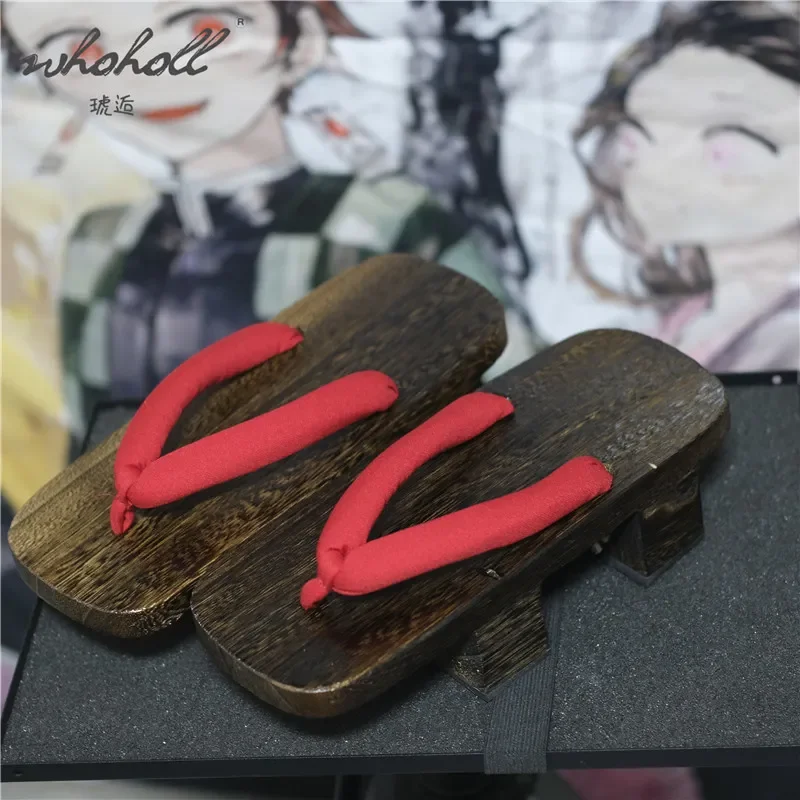 Sandalias de plataforma de fondo grueso para hombre y mujer, zuecos japoneses de madera Geta, zapatos de Cosplay de Anime de Geisha, chanclas de verano