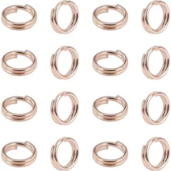 60pcs Rose Gold Split Rings Keychain Clasp Findings Smooth Surface Hoop Stainless Steel Split Key Rings for Home Car Keys