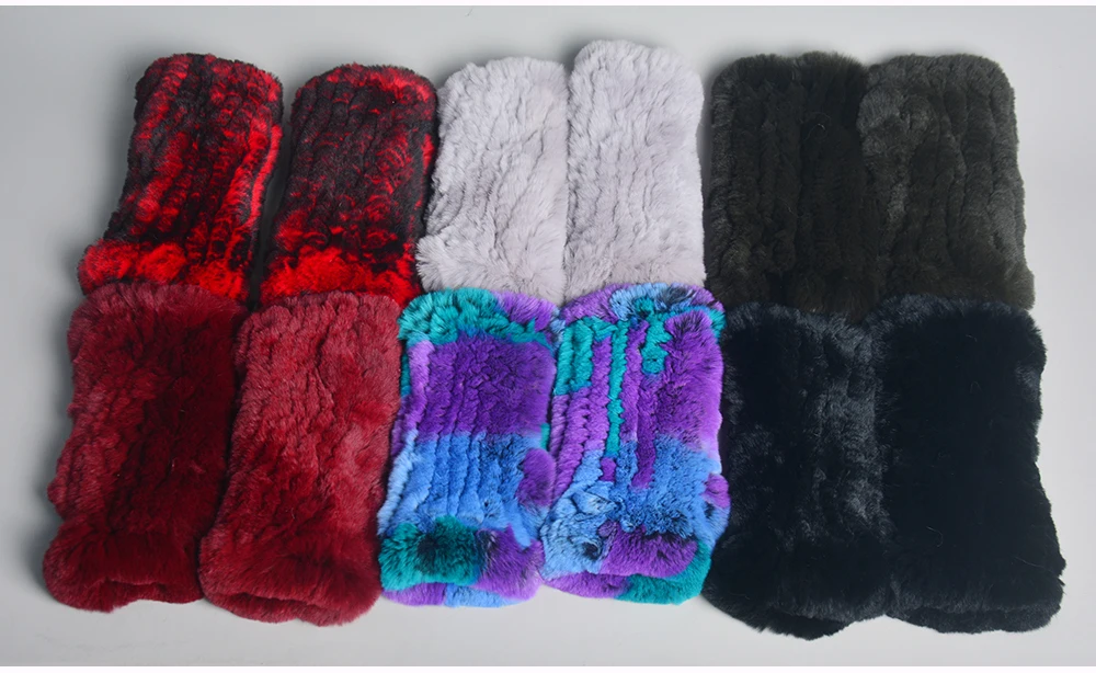 Lady Winter 100% Natural Real Rex Rabbit Fur Glove Women Soft Rex Rabbit Fur Glove Foashion Warm Knitted Genuine Fur Gloves