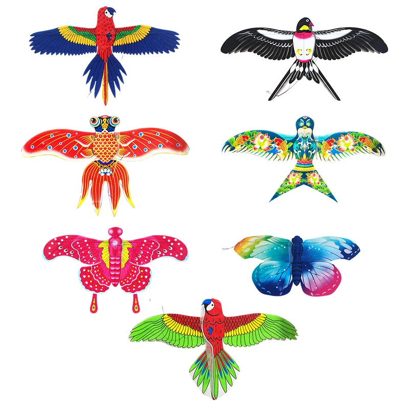 Kite 1Set Children Kite Toy Cartoon Butterfly Swallows Eagle Kite With Handle Kids Flying Kite Outdoor Toys