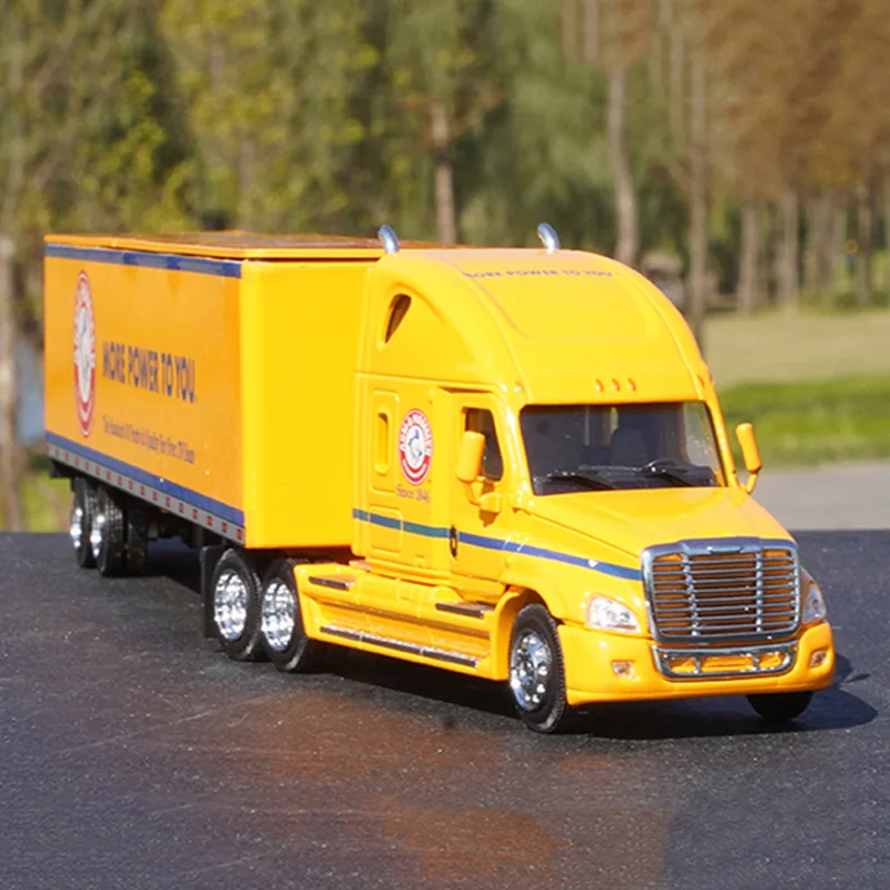 1:64 Scale Diecast Alloy American Style Trailer Container Truck Toys Cars Model Classic Adult Collectible Souvenir Gifts Display