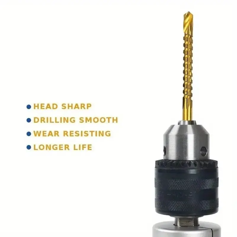 Multifunction Titanium Coated Cobalt Drill Bit Spiral Screw Metric Composite Tap Twist Hole Opener Cutting Drilling Polishing