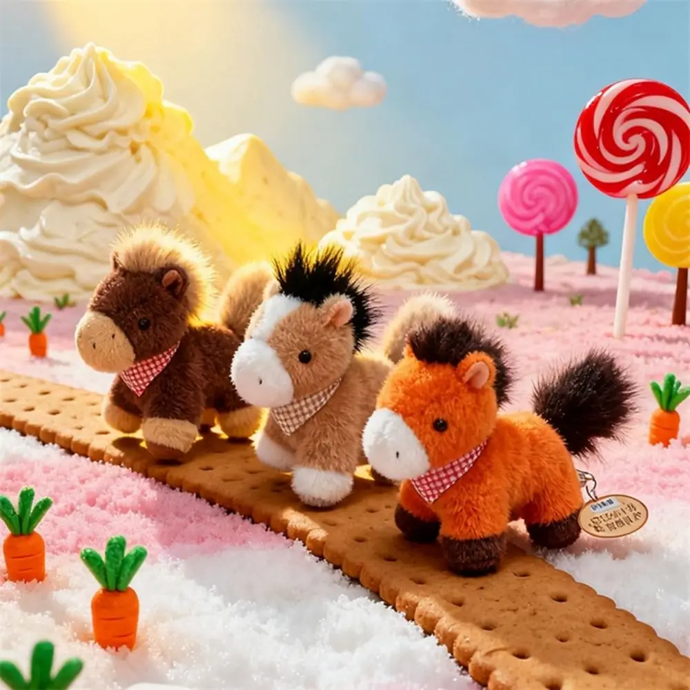 

Мультяшная мягкая игрушка-лошадь, мягкая пушистая лошадь, плюшевая кукла ручной работы, пушистая лошадь по знаку зодиака, плюшевая игрушка, год лошади