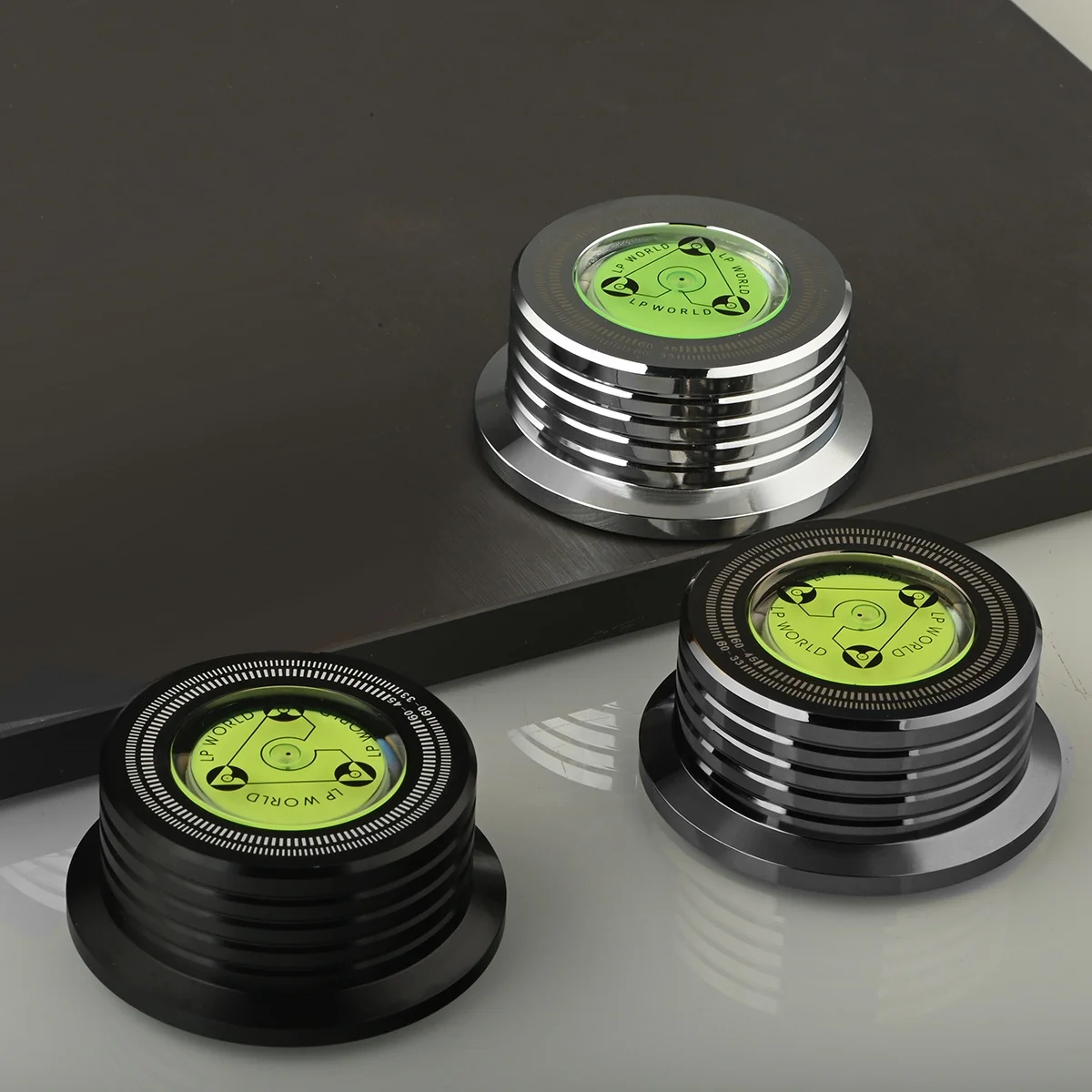 Estabilizador de tocadiscos de DISCO Universal LP 60Hz con nivel, abrazadera de peso de aleación de aluminio, negro brillante