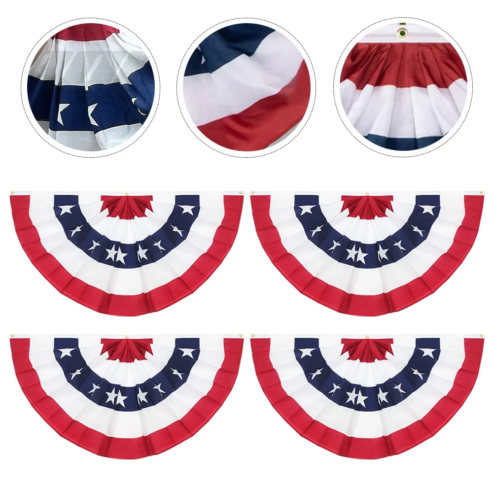 

5 Pcs Bunting Flag Patriotic Outdoor Banner American Festival Decoration Blue Usa Pleated Fan