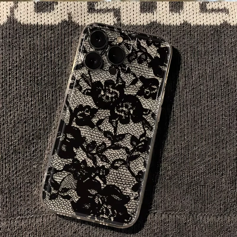 White Black Sex Lace Clear Phone Case For Samsung Galaxy S26 S25 Ultra S24 S23 FE S22 S21 Plus S20 A73 A72 A71 Silicone Cover