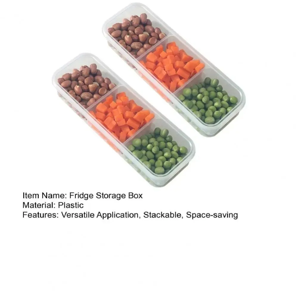 with Clear Lids Refrigerator Fresh-keeping Box Transparent Sealed Storage Food Storage Box 3/2 Grids Stackable
