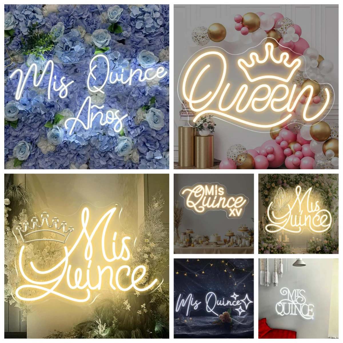 Mis Quince Años Neon Sign USB Dimmable LED Neon Light for Wall Decor White Quinceanera Neon Birthday Gift Quince Light Up Sign