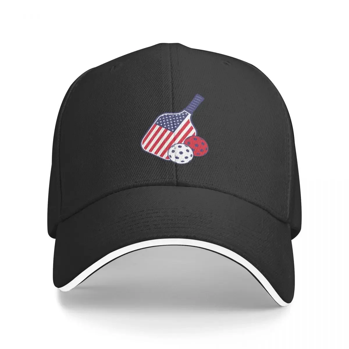 RED WHITE AND BLUE PICKLEBALLS AND PADDLE Baseball Cap western Hat cute party Hat For Men Women's