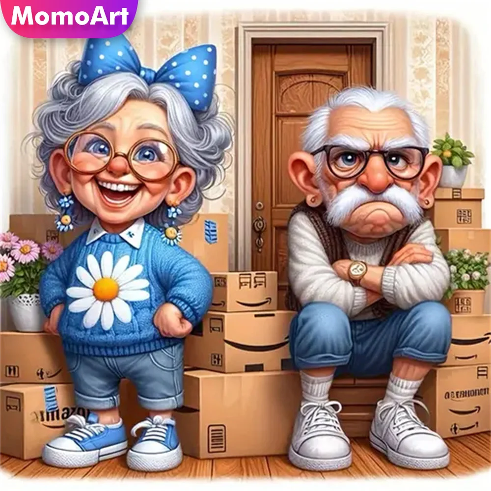 Momoart New Arrival Diamond Painting Couple Old People Woman Portrait Full Square Round Embroidery Cartoon Mosaic Wall Decor