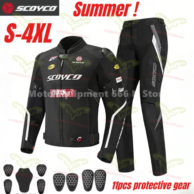 

Мотокостюм Scoyco для мужчин: весенне-летняя дышащая кожаная куртка с сетчатыми вставками, универсальная для всех сезонов, также подходит для женщин.