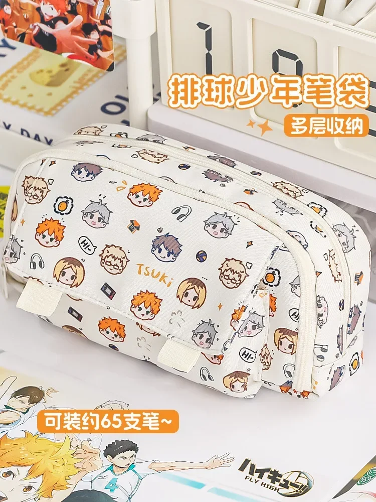 Anime Haikyuu Capacity Pencil Case Cartoon Canvas Stationery Box Kids Pen Case Students School Supplies Christmas Gift