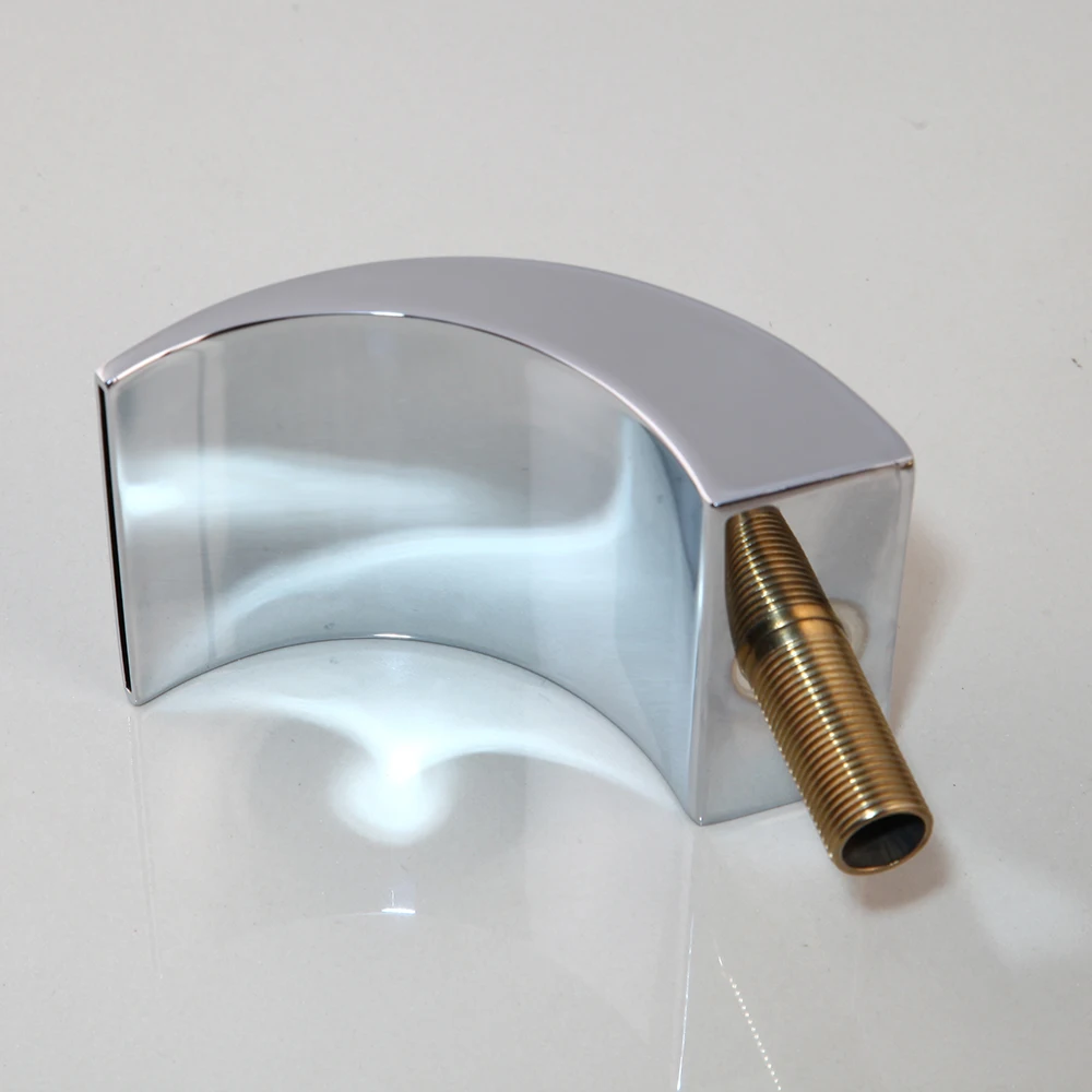 Monite Solid Brass Bathtub Faucet Waterfall Spout Deck Mounted Diamond Handles Chrome Polish Bathroom Bathtub Mixer Faucet