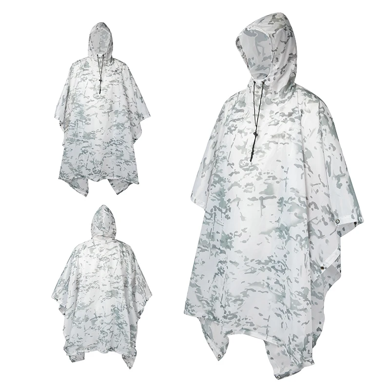 3-in-1 multifunktionale Outdoor-Tarnung, taktische wasserdichte Regenmantel-Markise aus dem Regen, Motorrad-Regenponcho, Picknickmatte – Detail 8