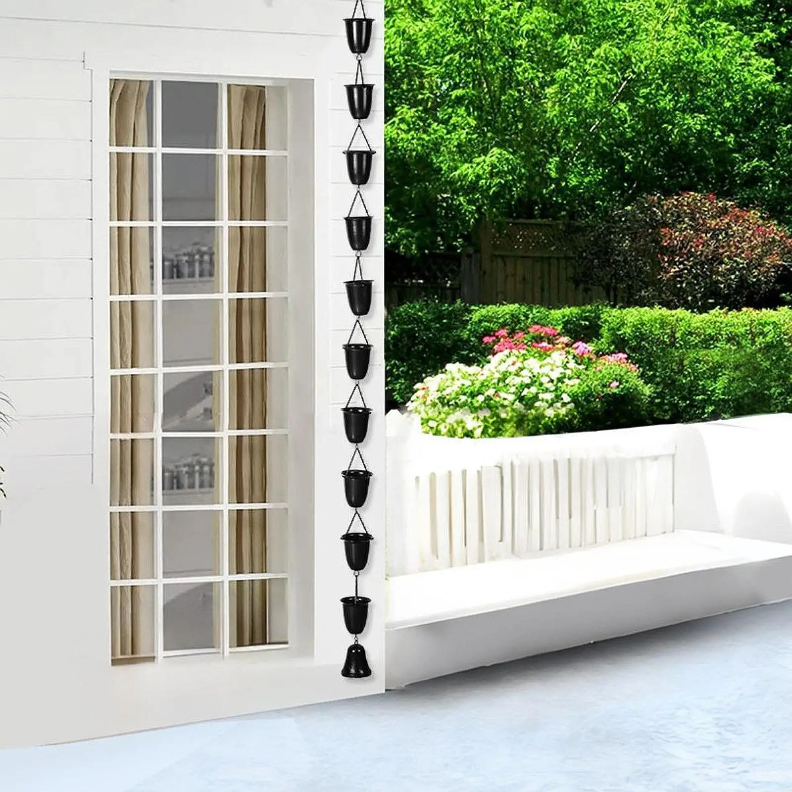Rain Chains Cast Iron Outdoor Rainwater Collection Link Chain for Gutters for Home Sheds Gazebos Decoration