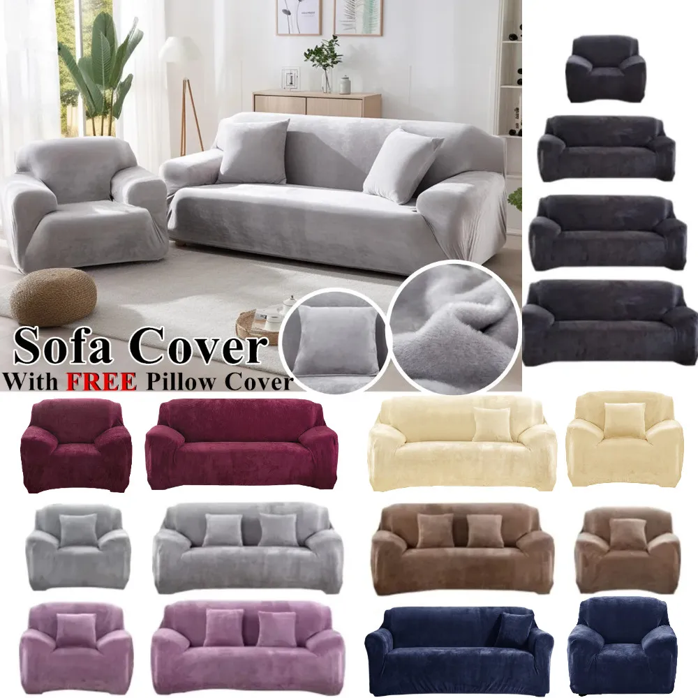 Funda de Sofá Elástica de Terciopelo, Antideslizante, Suave, para Sofá o Loveseat, Protector de Muebles con Base Elástica para Niños y Mascotas