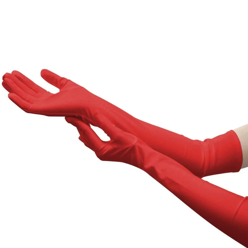 Women Bride White Stage Long Gloves High Elastic Red Gloves Party Nightclub Wedding Performance Warm Mittens Accessories HLST03