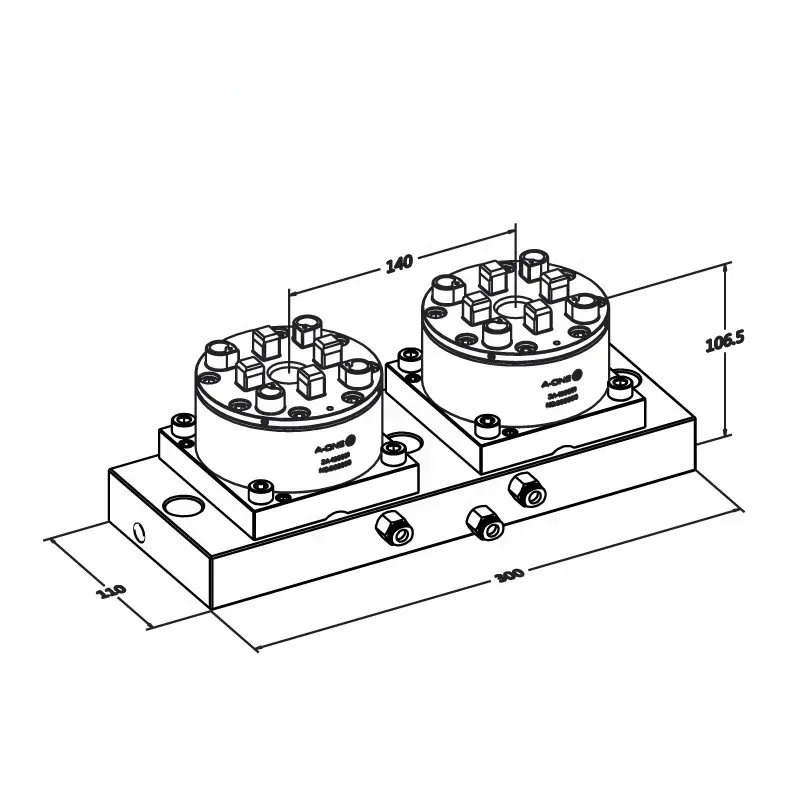 System 3R Pneumatisches 2-Zentren-Drehfutter für CNC-Maschinenzentrum 3A-100064