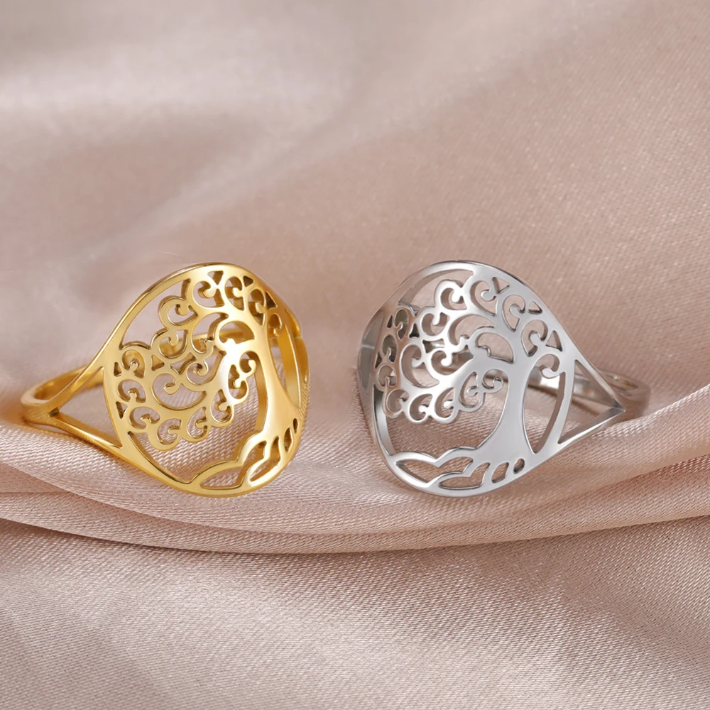 Dawapara Baum des Lebens Ring Hexerei Celtics Knoten Stammbaum Edelstahl Ring für Frauen Ehering Wicca Paar Schmuck – Detail 14