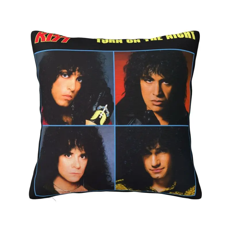 Custom Nordic Style Kiss Rock Roll Cushion Cover 40x40cm Polyester Metal Heavy Band Throw Pillow Case for Sofa Square Pillowcase