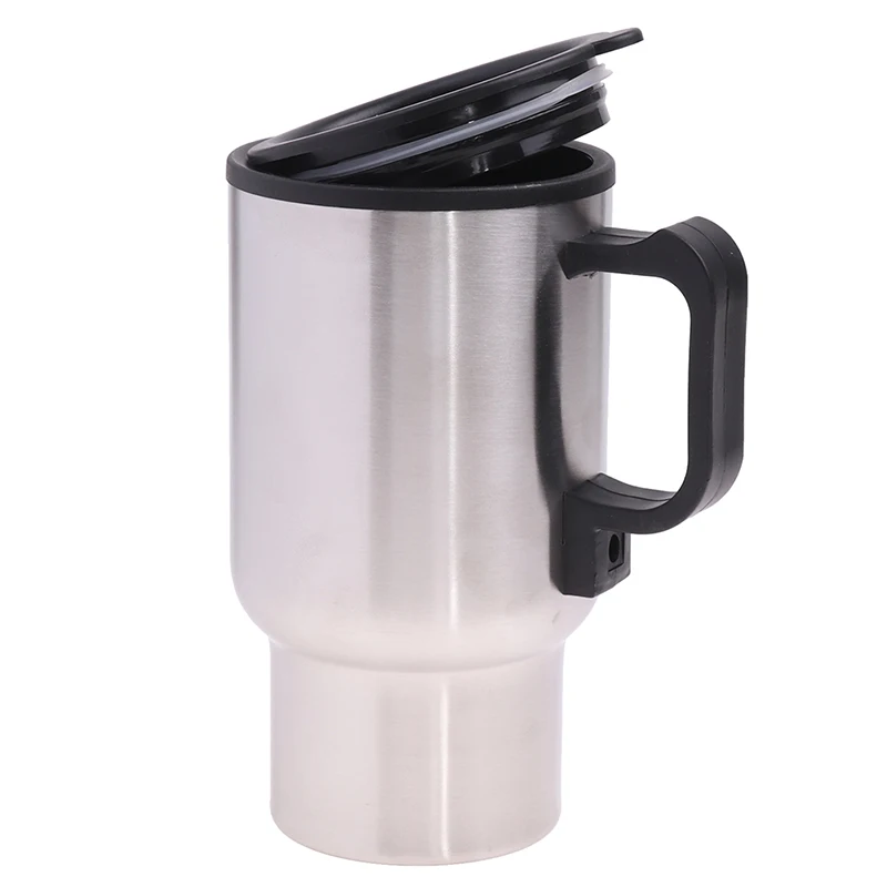 12V 450ml Stainless Steel Vehicle Heating Cup Electric Heating Car Kettle Coffee Heated Mug USB Heating Car Coffee Mug Thermos C