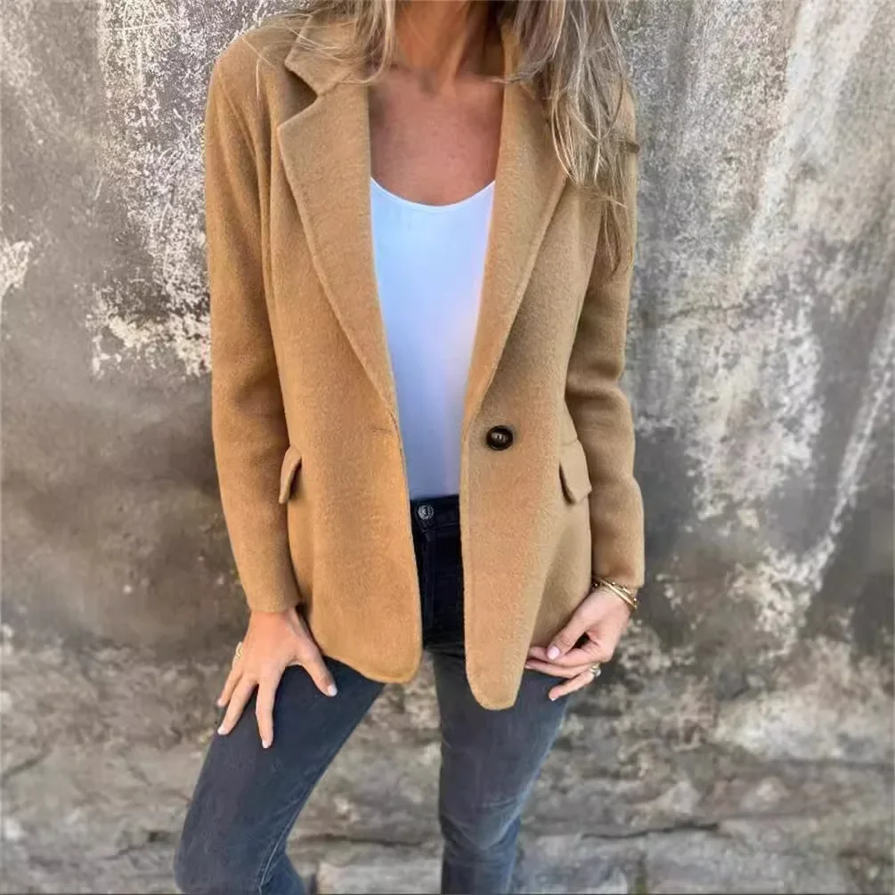 Elegant Blazers for Women Streetwear Casual Solid Color Long Sleeves Blazer Female Y2k Suit Jacket New 2024 Autumn and Winter