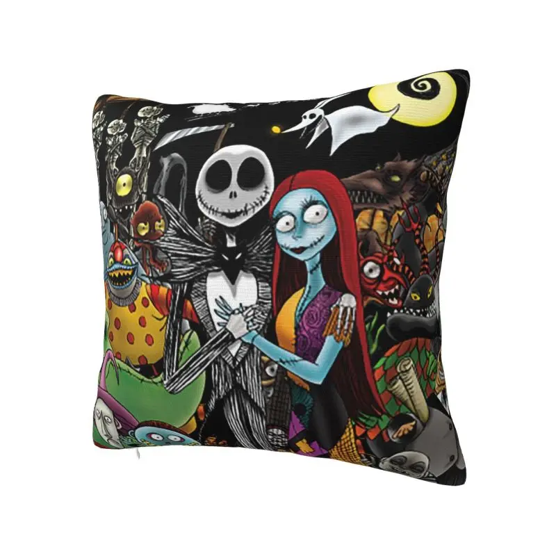 Custom Horror Movie Tim Burton Nightmare Before Christmas Cushion Covers Halloween Throw Pillow Case Home Decor Soft Pillowcase