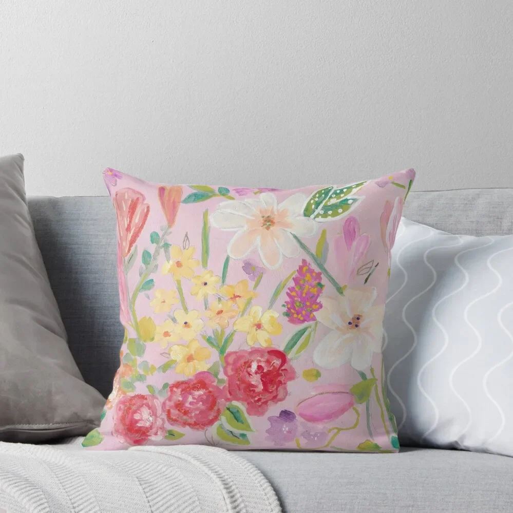 

Pink Posies Throw Pillow luxury sofa pillows Sofa Cushion Cover pillow