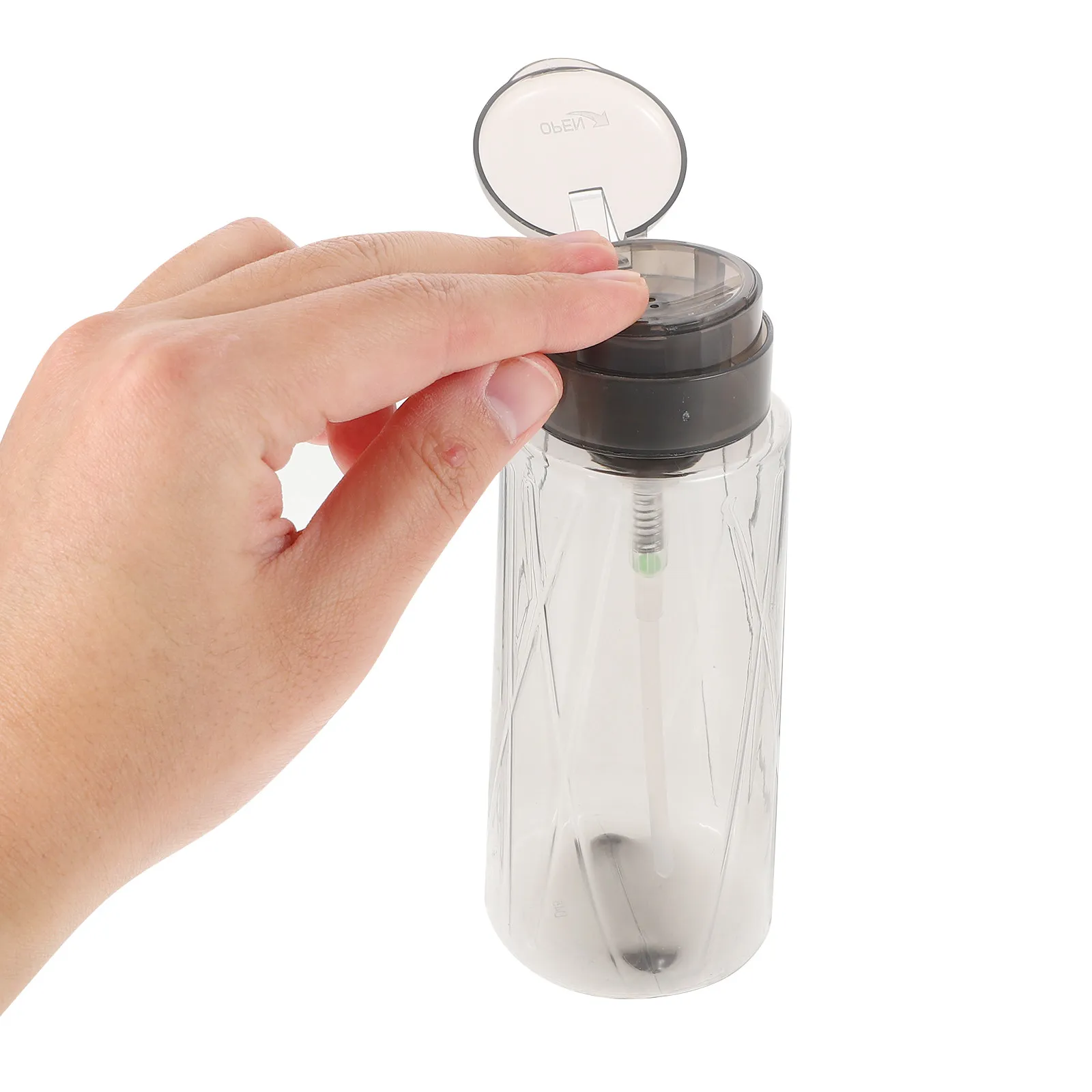 

Флакон-дозатор с нажимным механизмом для жидкости для снятия лака, прозрачный, многоразовый, герметичный, портативный, с точным контролем дозировки, для салона и дома