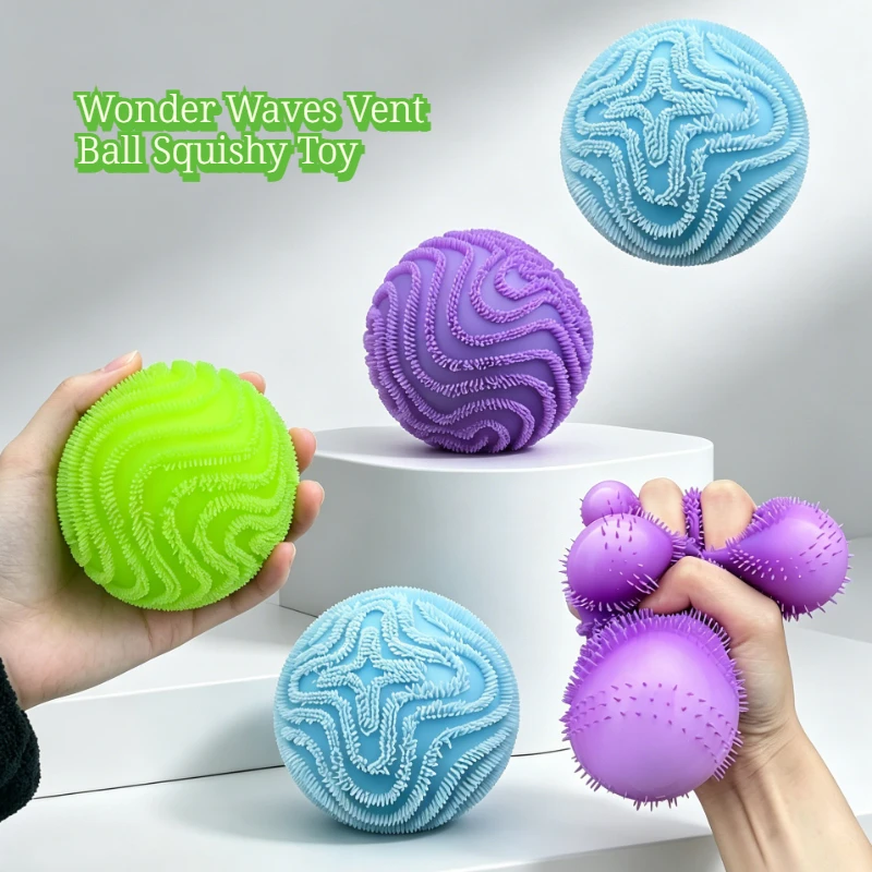 Weicher Flauschball Squishy Toy Wonder Waves Vent Ball Texturierter Stressabbau-Fidget-Spielzeug Quetschball für Erwachsene Anti-Angst-Spielzeug