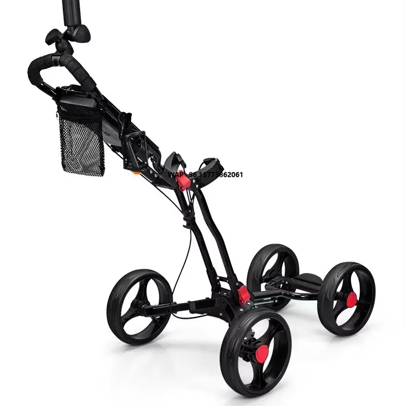 Factory Direct Four-Wheel Foldable Golf Trolley Umbrella Cage Kettle Rack Manual Brake Sufficient Inventory for Any Time
