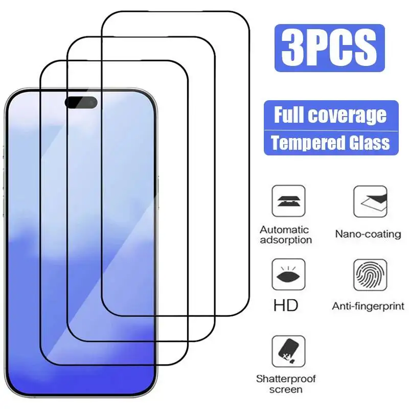 

3PCS Tempered 12 11 14 Plus 13 Mini Screen Protector For Iphone 15 16 Pro Max 17 Air 16E Glass