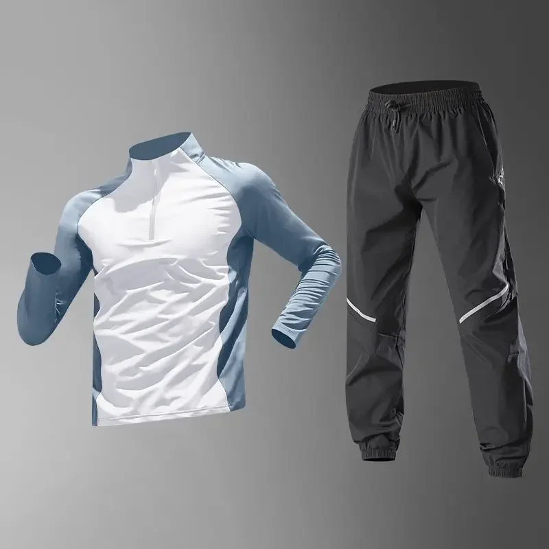 Men's Autumn Running Set: Long - Sleeve Quick - Dry Shirts & Fitness Training Long Pants for Morning Runs