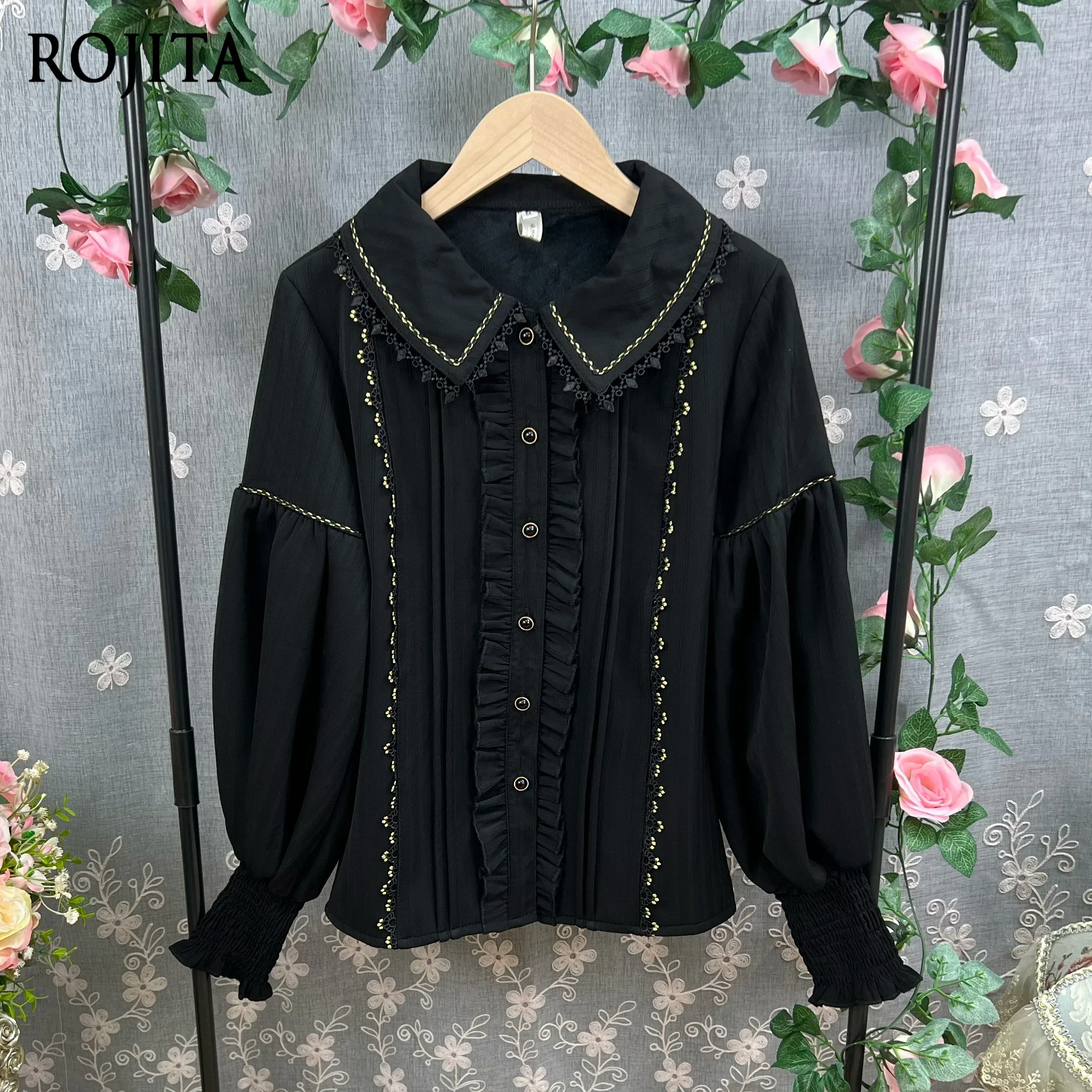 

Sweet Doll Collar Long-sleeved Shirt Retro 2025 New Spring Autumn Lolita Style Women's Tops Fashion Elegant Casual Blouse Tops