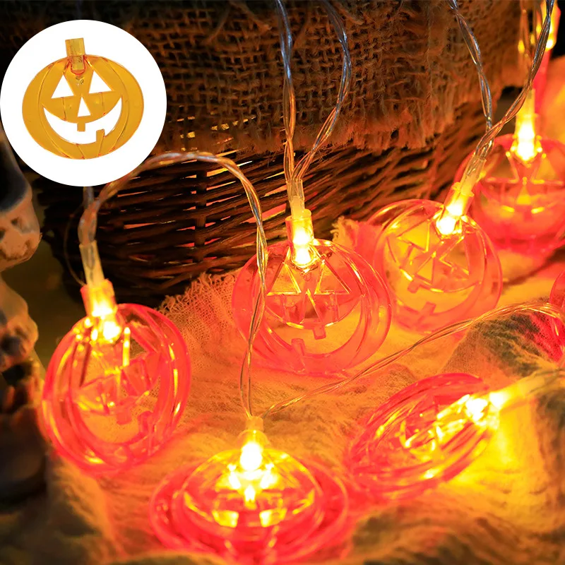2026 Halloween Hollow Cutout Pumpkin String Lights, Warm Orange Lantern LED Fairy Lights, Battery Operated Decor Lights Party