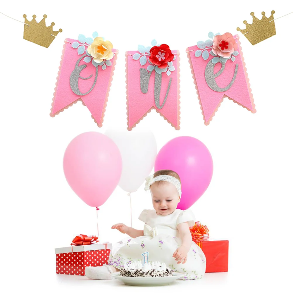 The Flowers Baby Girl Happy Birthday Decorations Banners Merry High Chair First