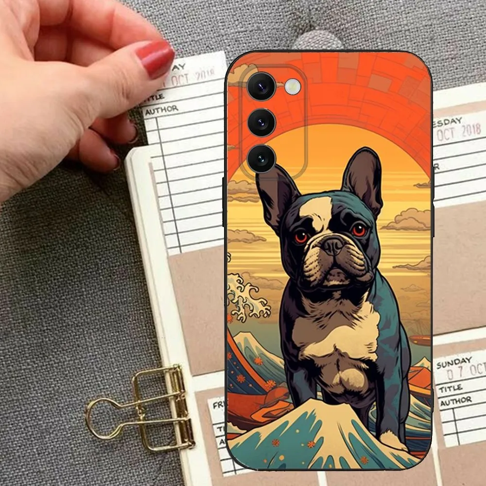 French Bulldog Dog Pug Phone Case for SamsungA 91,80,73,72,71,70,53,52,51,42,41,40,32,31,30,22,21,20,13 S 4G 5G Soft Black Case