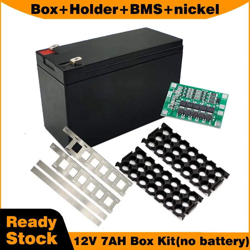 

Empty Plastic Box for 12V 7AH pack DIY with 3S 40A BMS with 3x7 18650 cell holder with nickel strip set for battery pack welding