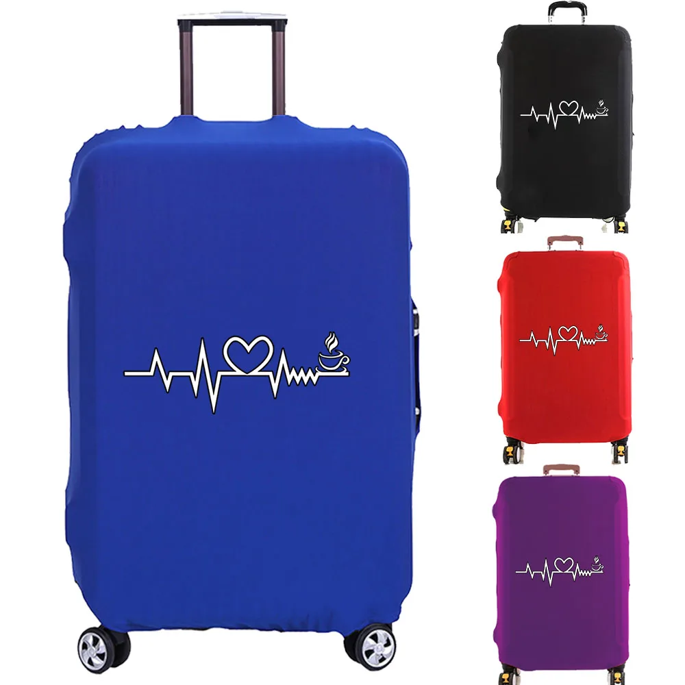 Luggage Cover Suitcase Protector Heart Rate Pattern Print Thicker Elastic Dust Covered for 18-32 Inch Trolley Travel Accessories